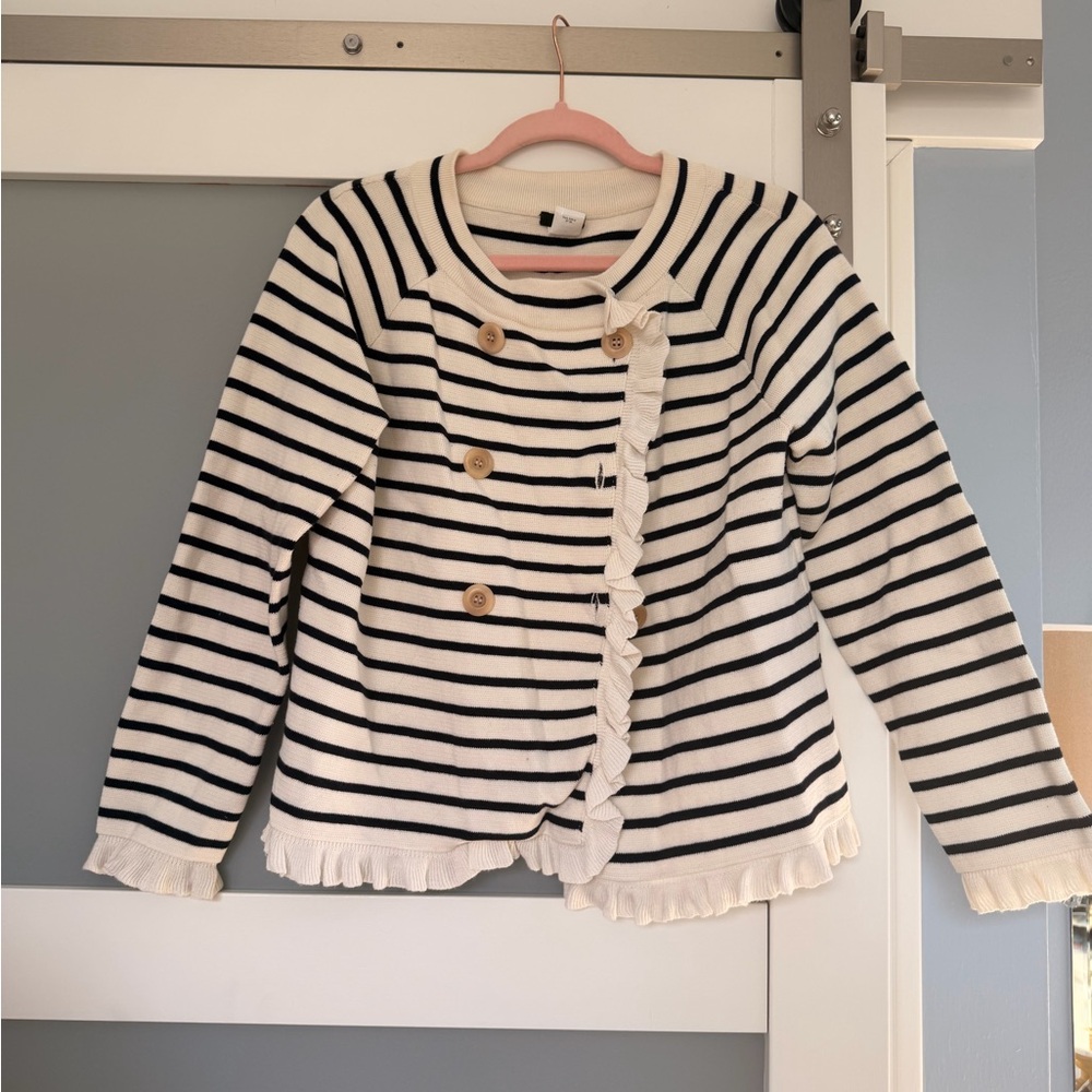 J. Crew Black and White Striped Blazer